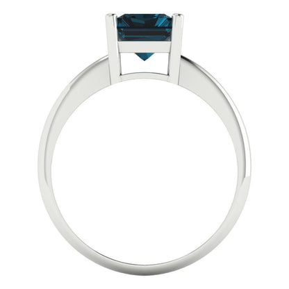2.5 cttw Natural London Blue Topaz Solitaire  Engagement Ring - Solid Gold (Radiant Cut,8.5x6.5mm)