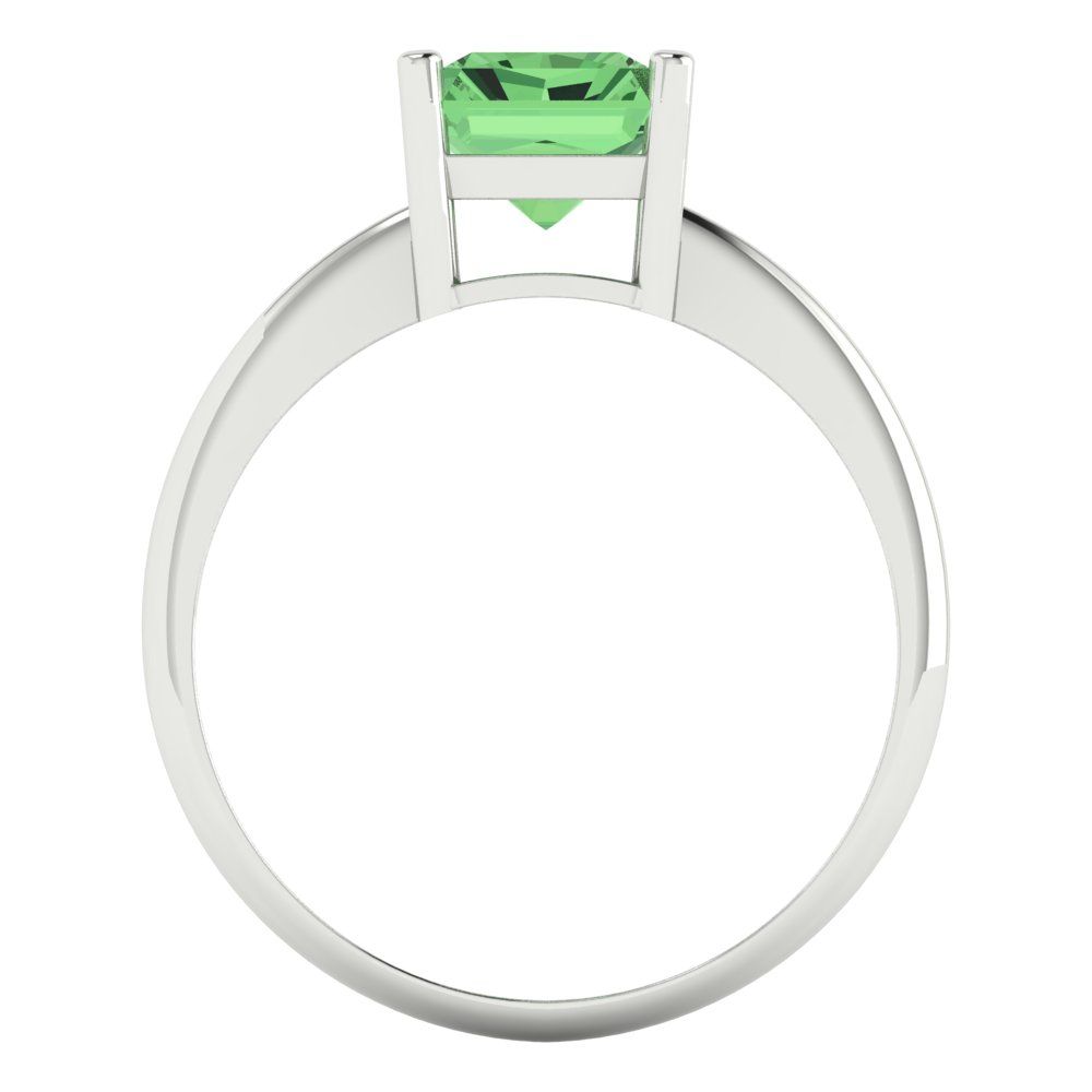 2.5 cttw Zirconia Simulated Green Diamond Solitaire  Engagement Ring - Solid Gold (VVS1, Radiant Cut,8.5x6.5mm)