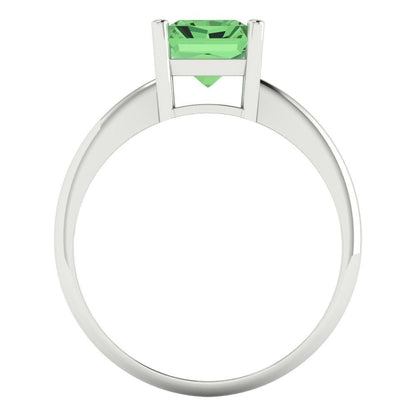 2.5 cttw Zirconia Simulated Green Diamond Solitaire  Engagement Ring - Solid Gold (VVS1, Radiant Cut,8.5x6.5mm)