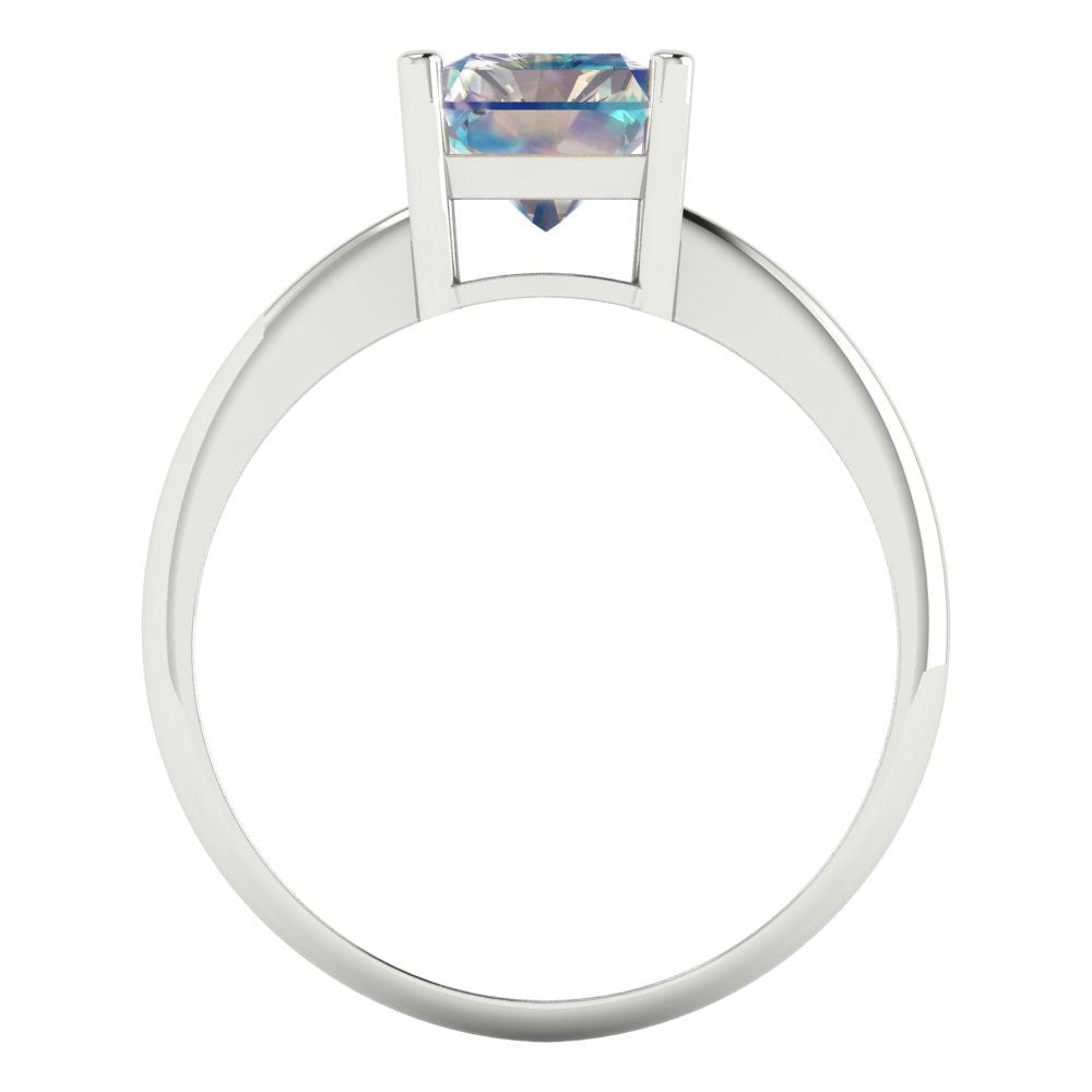 2.5 cttw Blue Moissanite Solitaire  Engagement Ring - Solid Gold (Radiant Cut,8.5x6.5mm)