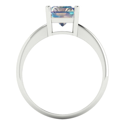 2.5 cttw Blue Moissanite Solitaire  Engagement Ring - Solid Gold (Radiant Cut,8.5x6.5mm)