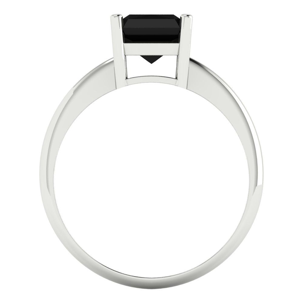 2.5 cttw Natural Onyx Solitaire  Engagement Ring - Solid Gold (Radiant Cut,8.5x6.5mm)