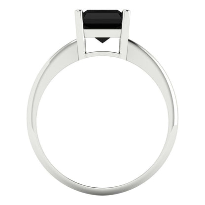 2.5 cttw Natural Onyx Solitaire  Engagement Ring - Solid Gold (Radiant Cut,8.5x6.5mm)