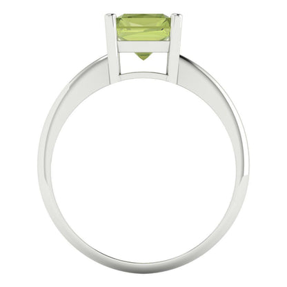 2.5 cttw Natural Peridot Solitaire  Engagement Ring - Solid Gold (Radiant Cut,8.5x6.5mm)