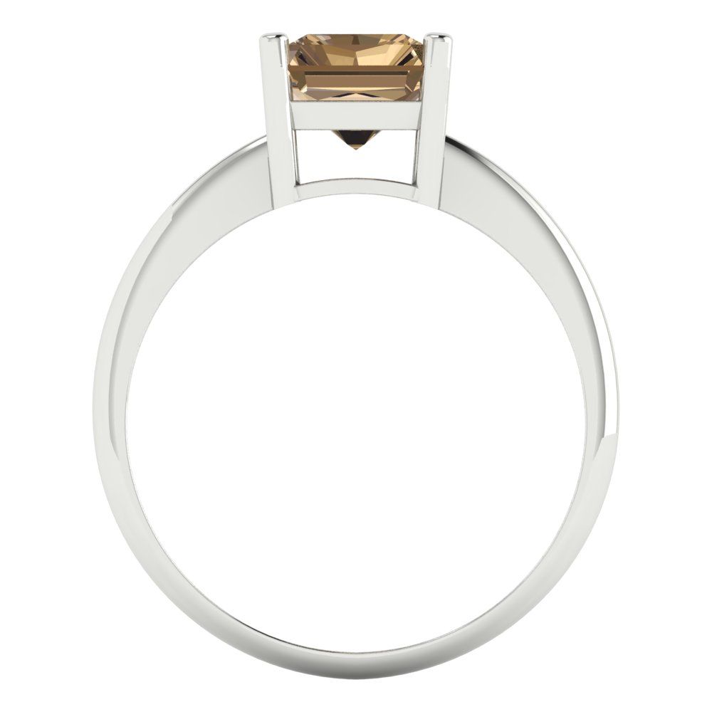2.5 cttw Zirconia Simulated Champagne Diamond Solitaire  Engagement Ring - Solid White Gold (VVS1, Radiant Cut,8.5x6.5mm)