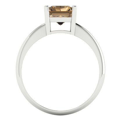2.5 cttw Zirconia Simulated Champagne Diamond Solitaire  Engagement Ring - Solid White Gold (VVS1, Radiant Cut,8.5x6.5mm)