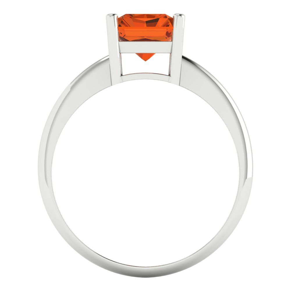 2.5 cttw Simulated Pink Tourmaline Solitaire  Engagement Ring - Solid White Gold (VVS1, Radiant Cut,8.5x6.5mm)