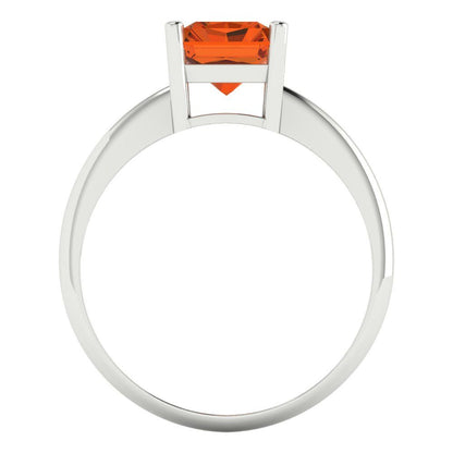 2.5 cttw Simulated Pink Tourmaline Solitaire  Engagement Ring - Solid White Gold (VVS1, Radiant Cut,8.5x6.5mm)