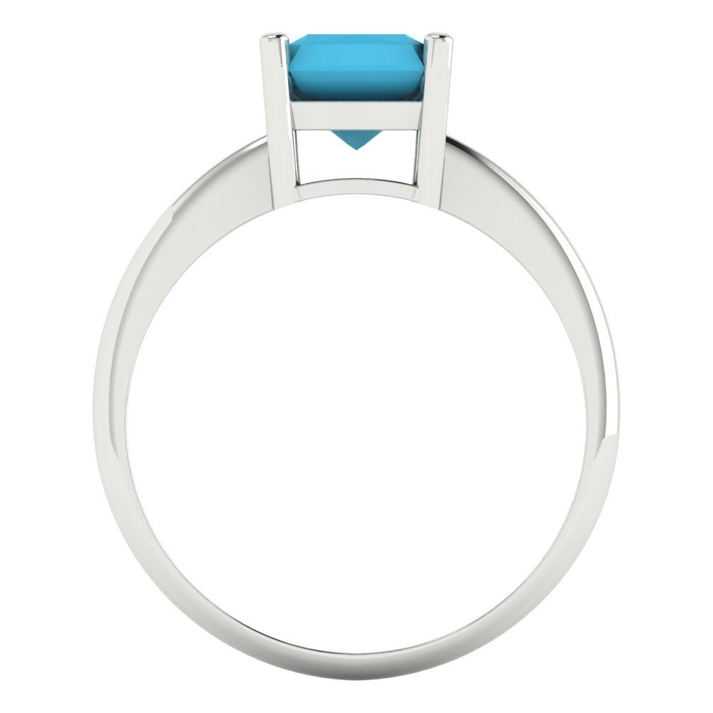 2.5 cttw Simulated Turquoise Solitaire  Engagement Ring - Solid Gold (Radiant Cut,8.5x6.5mm)