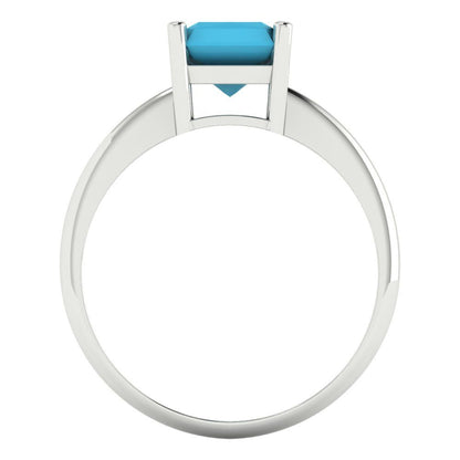 2.5 cttw Simulated Turquoise Solitaire  Engagement Ring - Solid Gold (Radiant Cut,8.5x6.5mm)