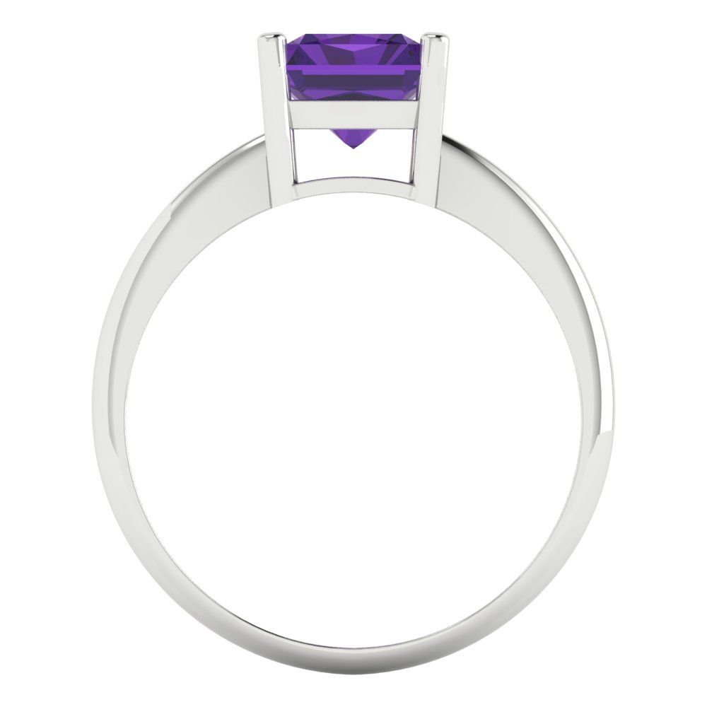 2.5 cttw Natural Amethyst Solitaire  Engagement Ring - Solid White Gold (VVS1, Radiant Cut,8.5x6.5mm)