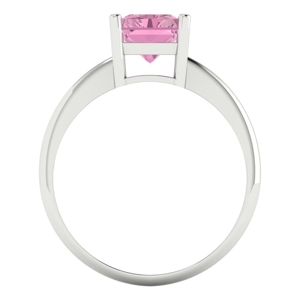 2.5 cttw Zirconia Simulated Pink Diamond Solitaire  Engagement Ring - Solid Gold (VVS1, Radiant Cut,8.5x6.5mm)