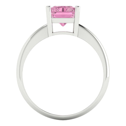 2.5 cttw Zirconia Simulated Pink Diamond Solitaire  Engagement Ring - Solid Gold (VVS1, Radiant Cut,8.5x6.5mm)