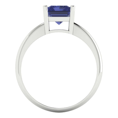 2.5 cttw Simulated Tanzanite Solitaire  Engagement Ring - Solid Gold (Radiant Cut,8.5x6.5mm)