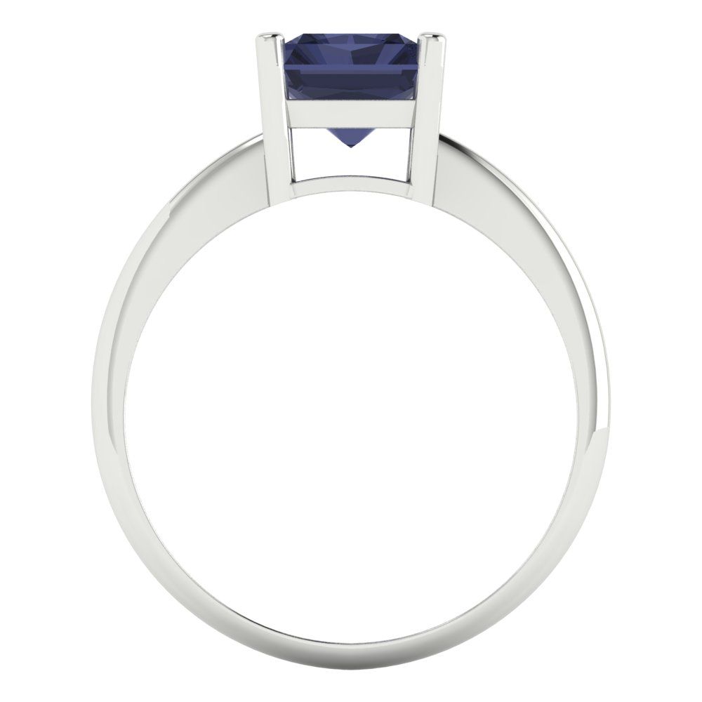 2.5 cttw Simulated Blue Sapphire Solitaire  Engagement Ring - Solid Gold (Radiant Cut,8.5x6.5mm)