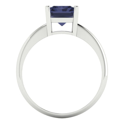 2.5 cttw Simulated Blue Sapphire Solitaire  Engagement Ring - Solid Gold (Radiant Cut,8.5x6.5mm)
