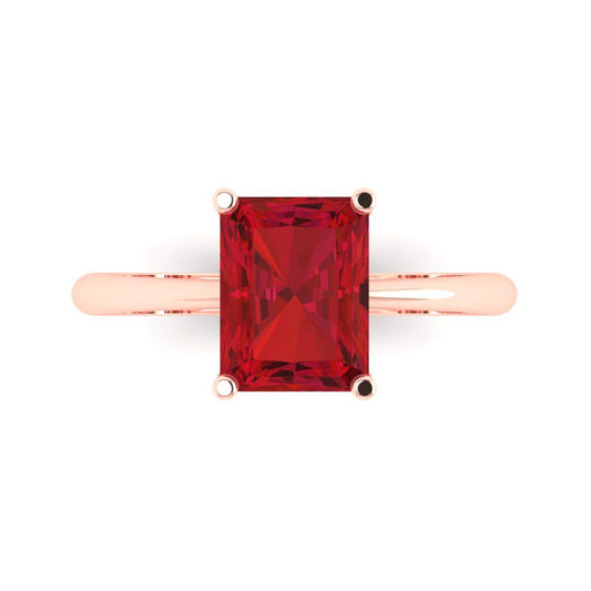 2.5 cttw Simulated Pink Tourmaline Solitaire  Engagement Ring - Solid Rose Gold (VVS1, Radiant Cut,8.5x6.5mm)
