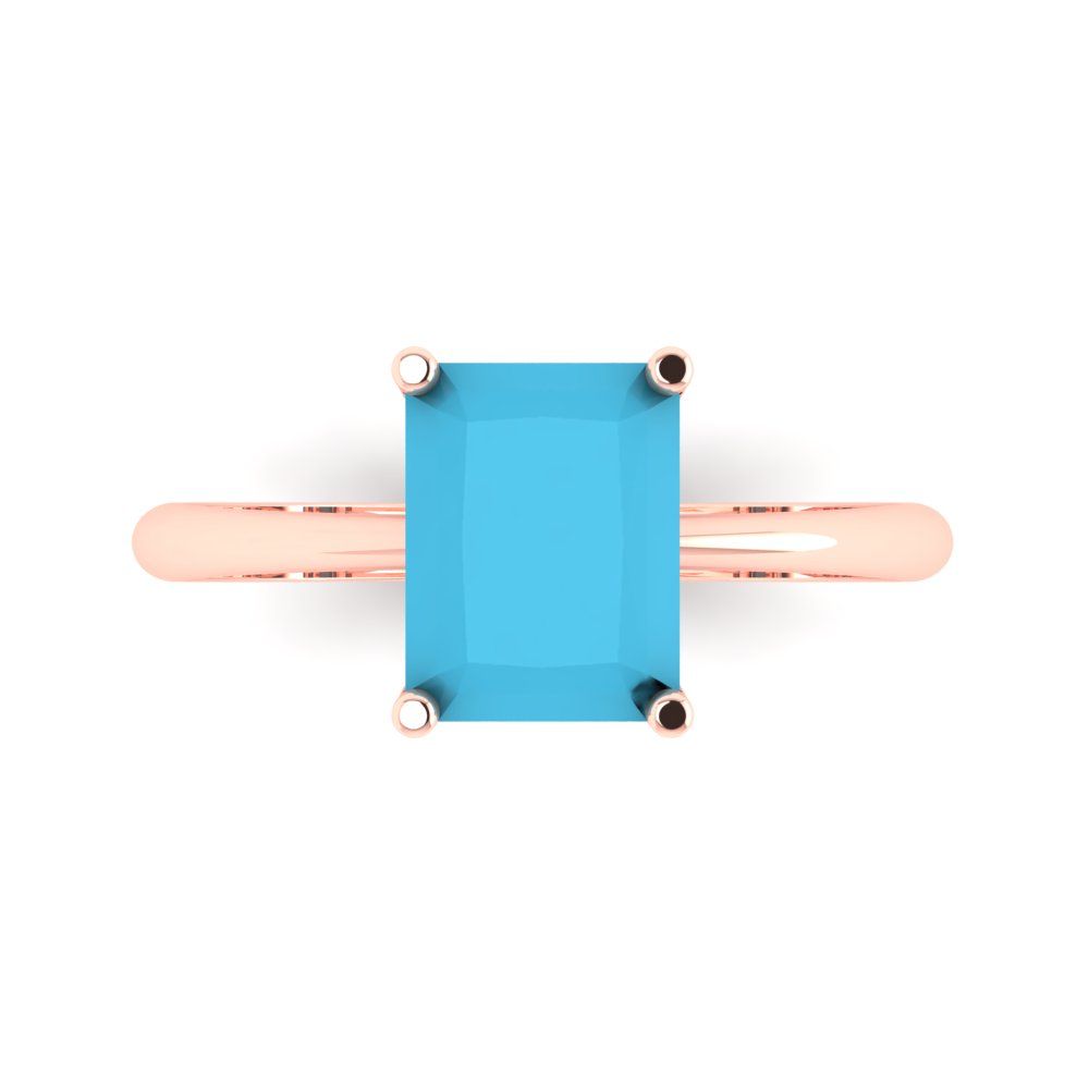 2.5 cttw Simulated Turquoise Solitaire  Engagement Ring - Solid Gold (Radiant Cut,8.5x6.5mm)