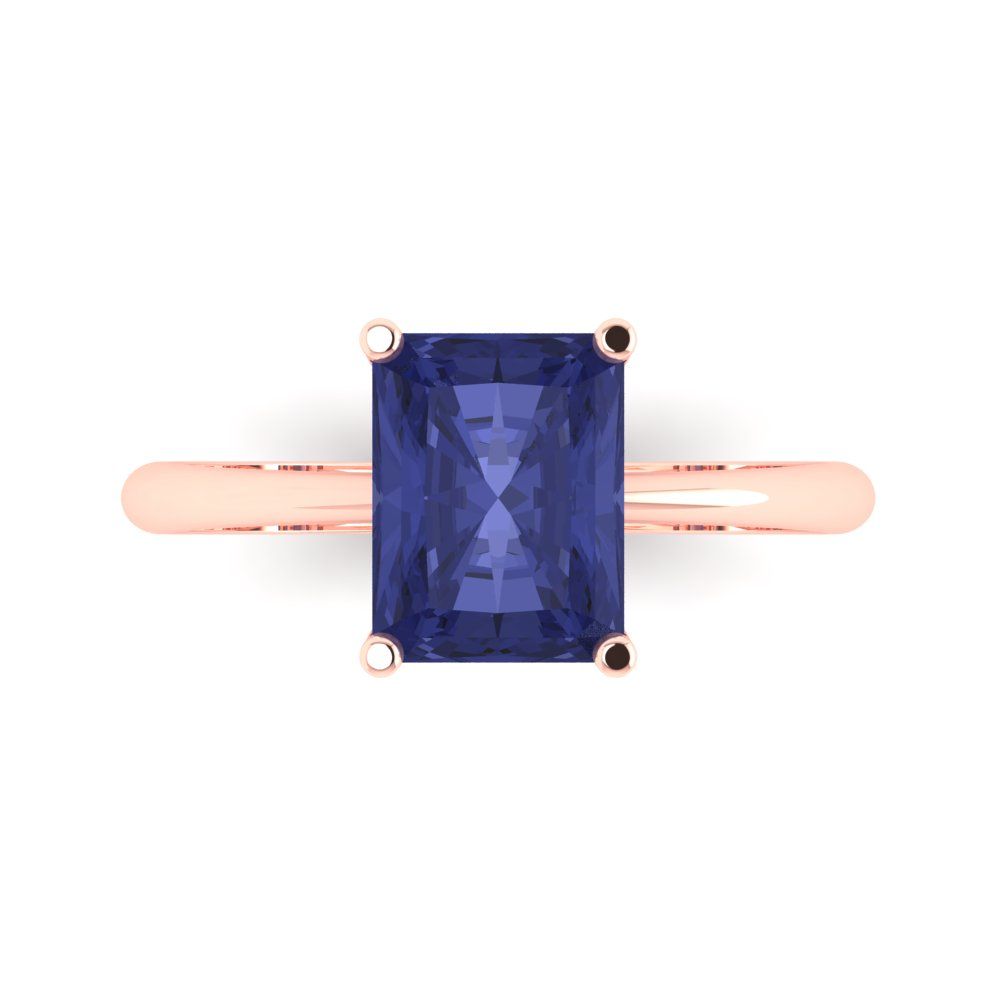 2.5 cttw Simulated Tanzanite Solitaire  Engagement Ring - Solid Gold (Radiant Cut,8.5x6.5mm)