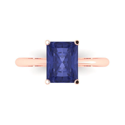 2.5 cttw Simulated Tanzanite Solitaire  Engagement Ring - Solid Gold (Radiant Cut,8.5x6.5mm)