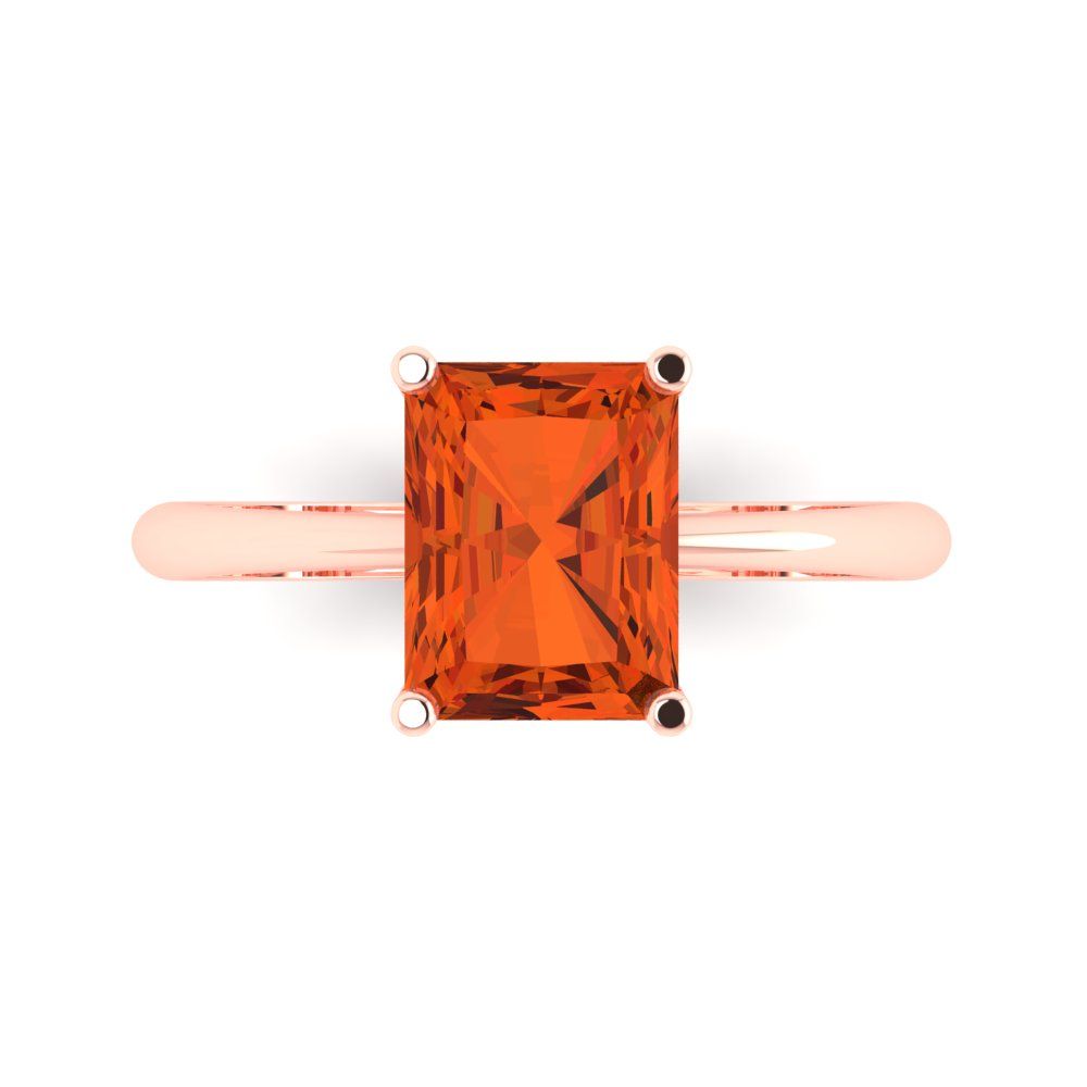 2.5 cttw Zirconia Simulated Red Diamond Solitaire  Engagement Ring - Solid Gold (VVS1, Radiant Cut,8.5x6.5mm)