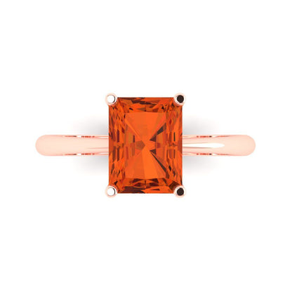 2.5 cttw Zirconia Simulated Red Diamond Solitaire  Engagement Ring - Solid Gold (VVS1, Radiant Cut,8.5x6.5mm)