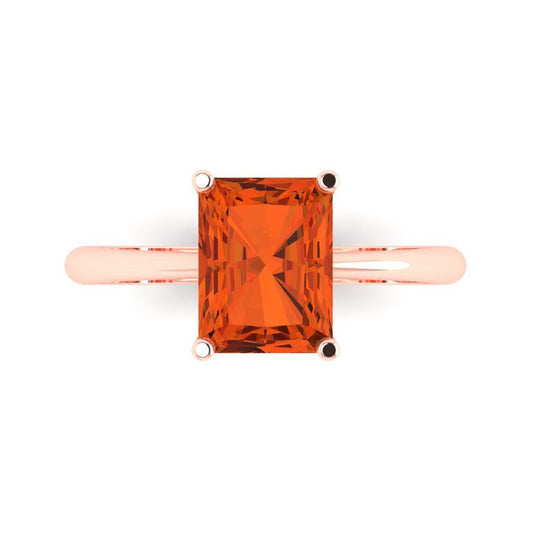 2.5 cttw Zirconia Simulated Red Diamond Solitaire  Engagement Ring - Solid Rose Gold (VVS1, Radiant Cut,8.5x6.5mm)
