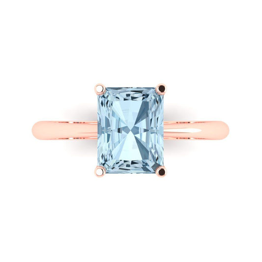 2.5 cttw Zirconia Simulated Blue Diamond Solitaire  Engagement Ring - Solid Rose Gold (VVS1, Radiant Cut,8.5x6.5mm)