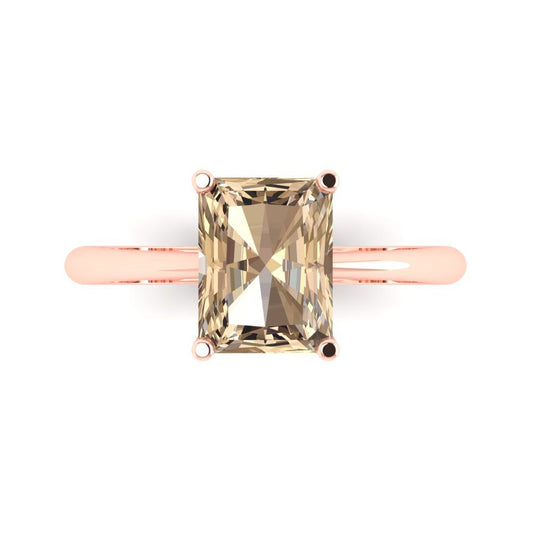 2.5 cttw Yellow Moissanite Solitaire  Engagement Ring - Solid Rose Gold (VVS1, Radiant Cut,8.5x6.5mm)