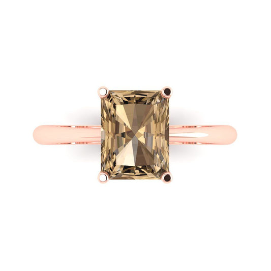 2.5 cttw Zirconia Simulated Champagne Diamond Solitaire  Engagement Ring - Solid Rose Gold (VVS1, Radiant Cut,8.5x6.5mm)
