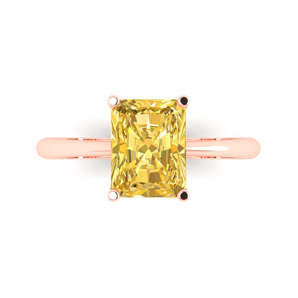 2.5 cttw Natural Citrine Solitaire  Engagement Ring - Solid Gold (Radiant Cut,8.5x6.5mm)