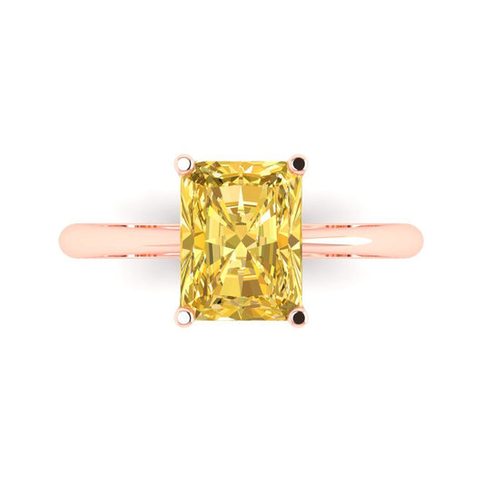 2.5 cttw Natural Citrine Solitaire  Engagement Ring - Solid Rose Gold (VVS1, Radiant Cut,8.5x6.5mm)