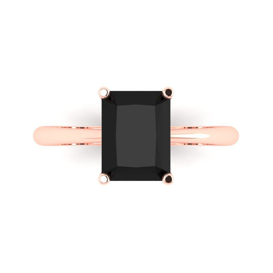 2.5 cttw Natural Onyx Solitaire  Engagement Ring - Solid Rose Gold (VVS1, Radiant Cut,8.5x6.5mm)