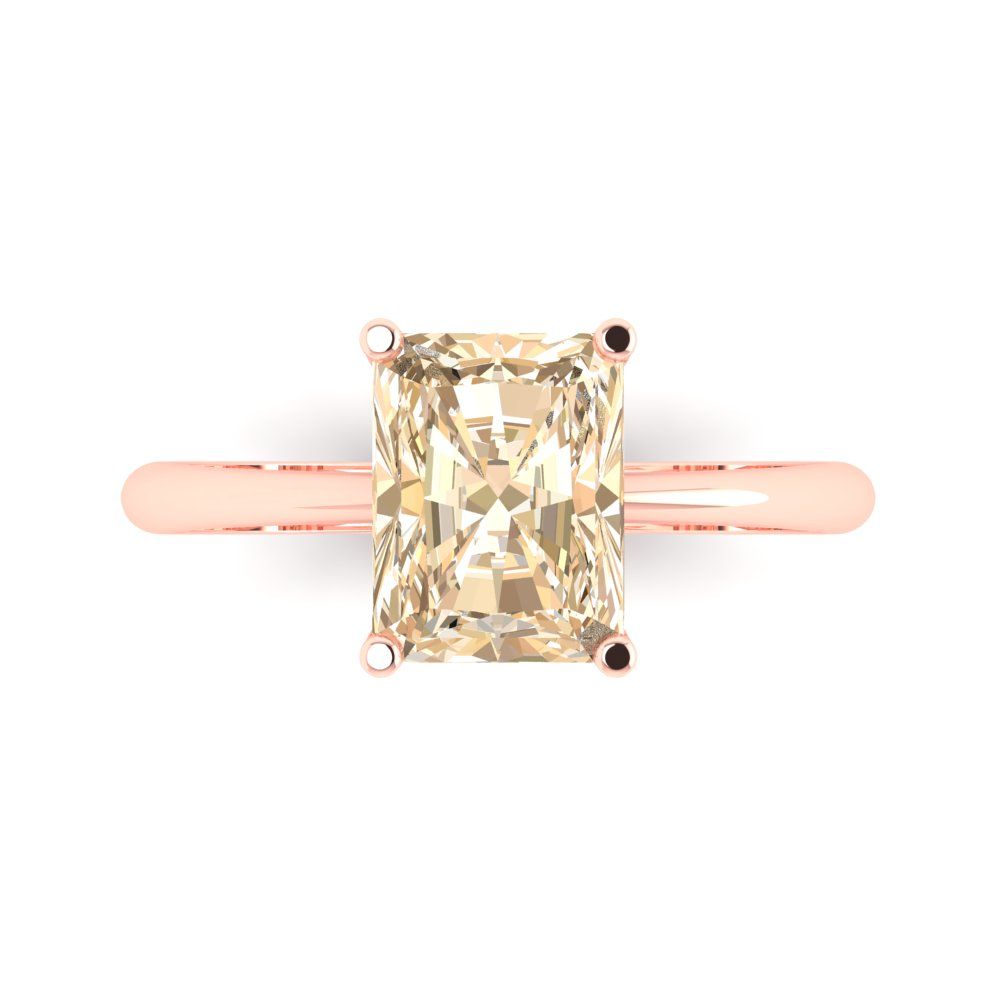 2.5 cttw Natural Morganite Solitaire  Engagement Ring - Solid Gold (Radiant Cut,8.5x6.5mm)