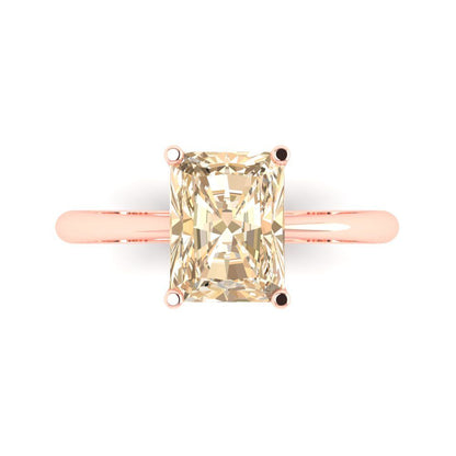 2.5 cttw Natural Morganite Solitaire  Engagement Ring - Solid Gold (Radiant Cut,8.5x6.5mm)