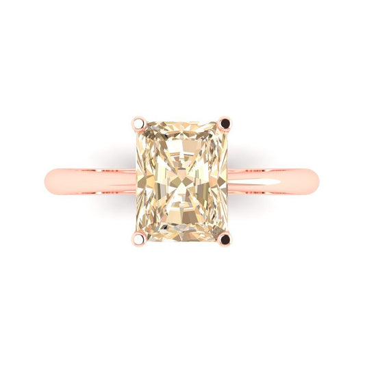 2.5 cttw Natural Morganite Solitaire  Engagement Ring - Solid Rose Gold (VVS1, Radiant Cut,8.5x6.5mm)