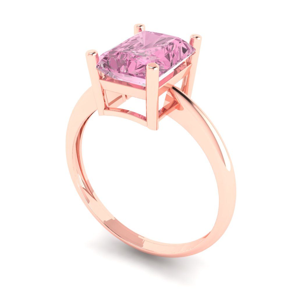 2.5 cttw Zirconia Simulated Pink Diamond Solitaire  Engagement Ring - Solid Gold (VVS1, Radiant Cut,8.5x6.5mm)