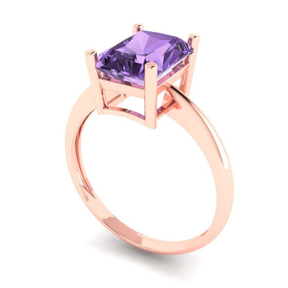 2.5 cttw Simulated Alexandrite Solitaire  Engagement Ring - Solid Gold (Radiant Cut,8.5x6.5mm)