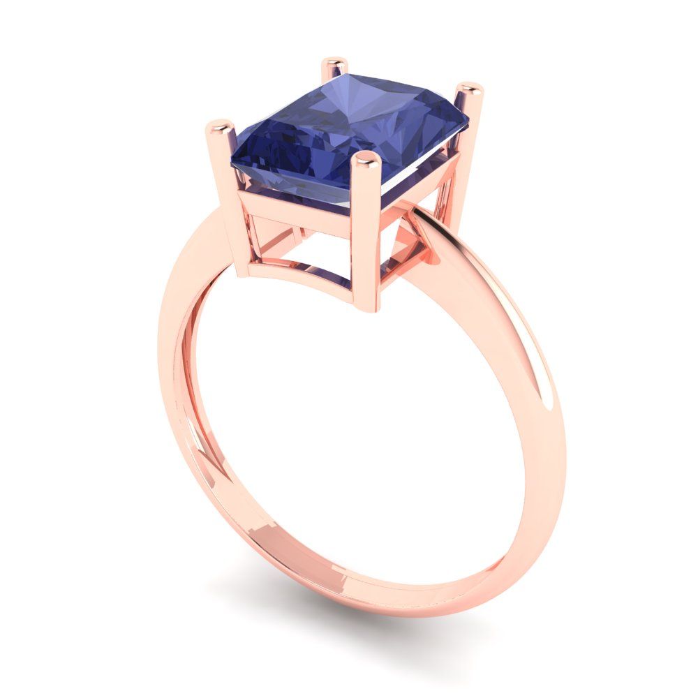 2.5 cttw Simulated Tanzanite Solitaire  Engagement Ring - Solid Gold (Radiant Cut,8.5x6.5mm)