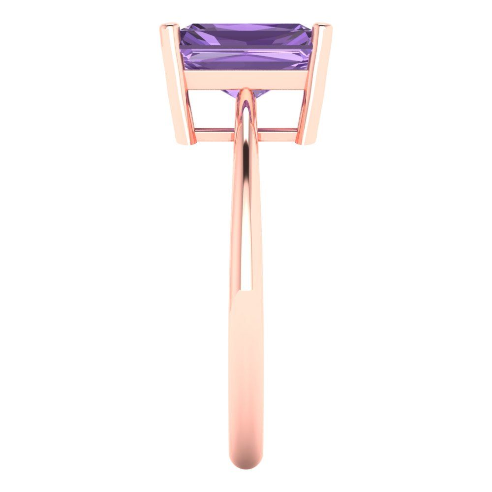 2.5 cttw Simulated Alexandrite Solitaire  Engagement Ring - Solid Gold (Radiant Cut,8.5x6.5mm)