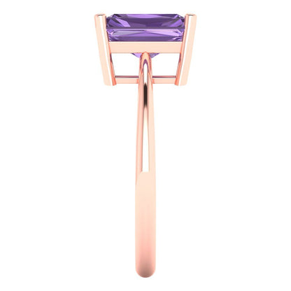 2.5 cttw Simulated Alexandrite Solitaire  Engagement Ring - Solid Gold (Radiant Cut,8.5x6.5mm)