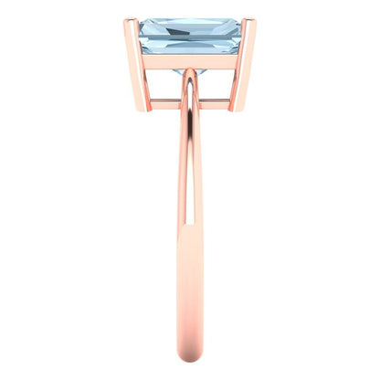 2.5 cttw Zirconia Simulated Blue Diamond Solitaire  Engagement Ring - Solid Gold (VVS1, Radiant Cut,8.5x6.5mm)