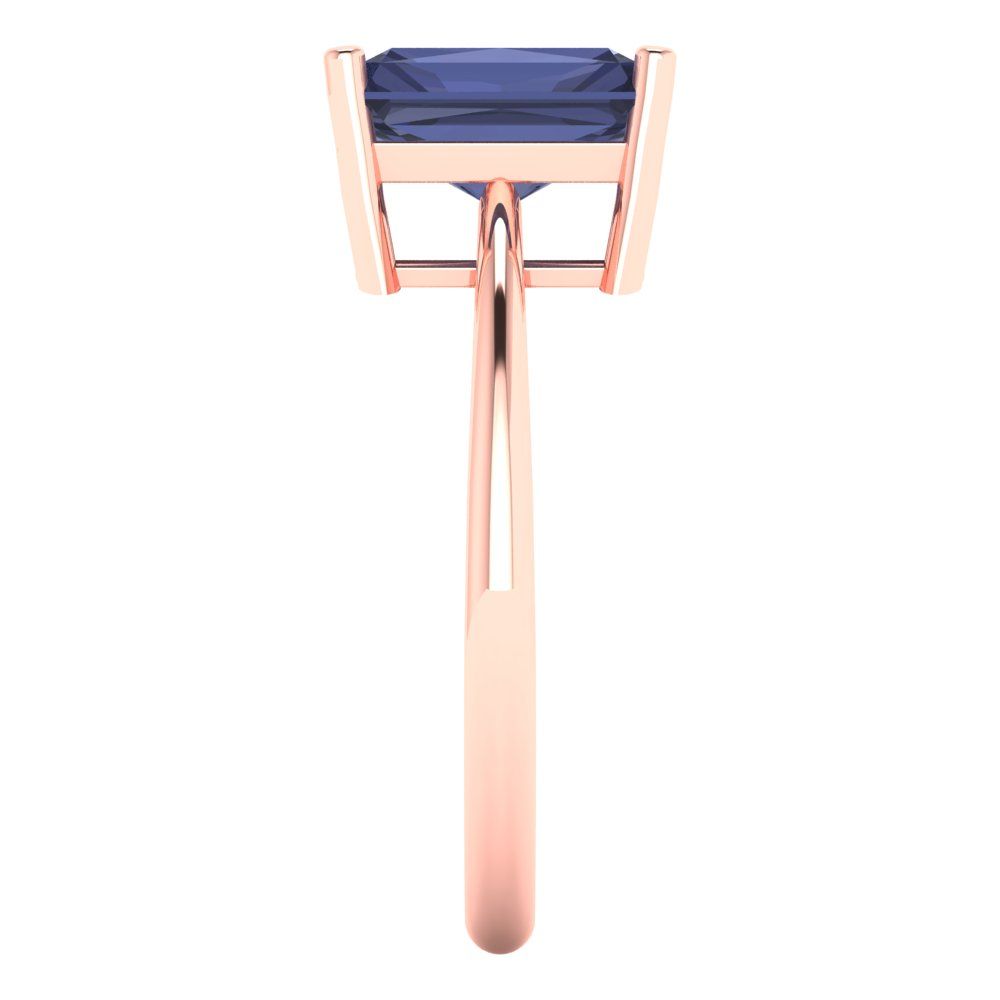 2.5 cttw Simulated Blue Sapphire Solitaire  Engagement Ring - Solid Gold (Radiant Cut,8.5x6.5mm)