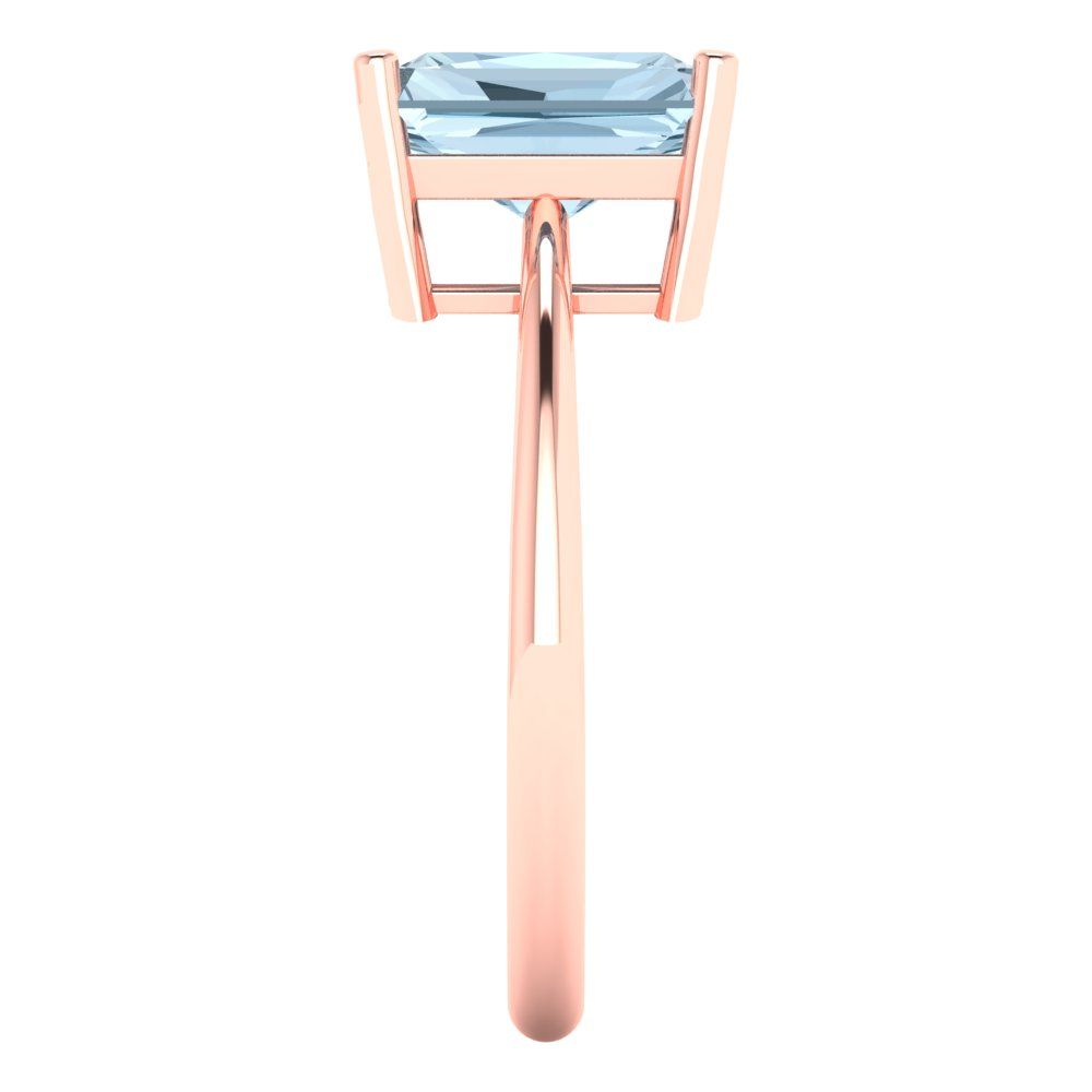 2.5 cttw Natural Aquamarine Solitaire  Engagement Ring - Solid Gold (Radiant Cut,8.5x6.5mm)