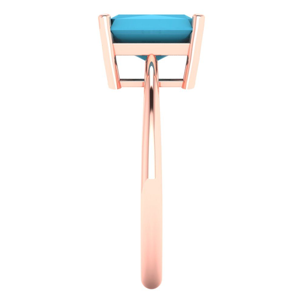 2.5 cttw Simulated Turquoise Solitaire  Engagement Ring - Solid Gold (Radiant Cut,8.5x6.5mm)