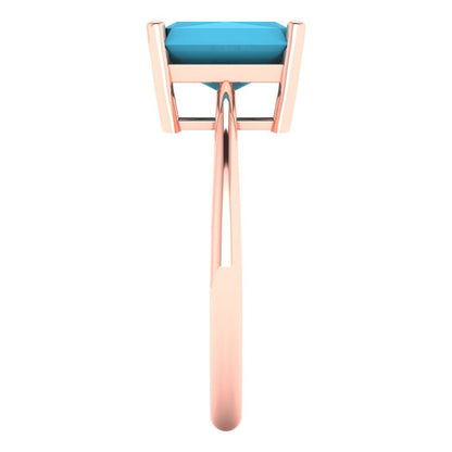 2.5 cttw Simulated Turquoise Solitaire  Engagement Ring - Solid Gold (Radiant Cut,8.5x6.5mm)