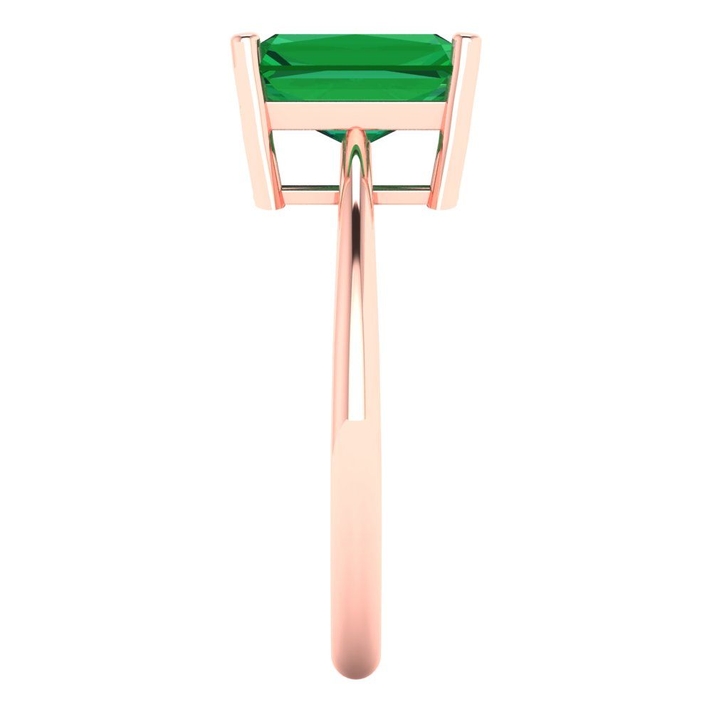 2.5 cttw Simulated Emerald Solitaire  Engagement Ring - Solid Rose Gold (VVS1, Radiant Cut,8.5x6.5mm)