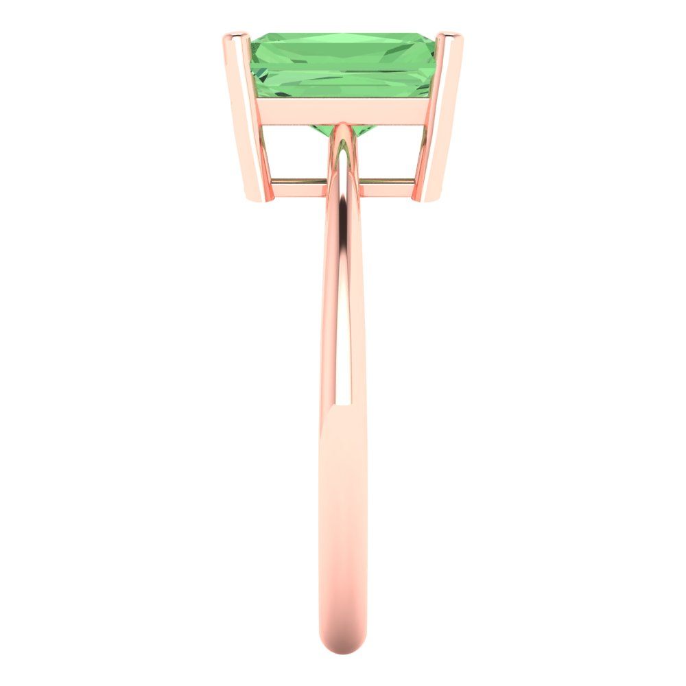 2.5 cttw Zirconia Simulated Green Diamond Solitaire  Engagement Ring - Solid Gold (VVS1, Radiant Cut,8.5x6.5mm)