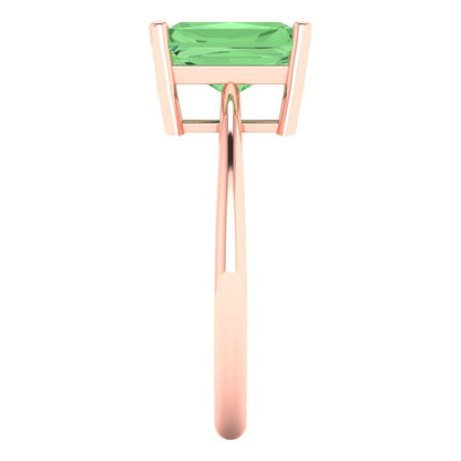 2.5 cttw Zirconia Simulated Green Diamond Solitaire  Engagement Ring - Solid Gold (VVS1, Radiant Cut,8.5x6.5mm)