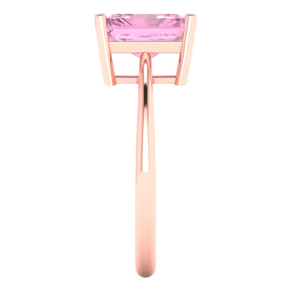 2.5 cttw Zirconia Simulated Pink Diamond Solitaire  Engagement Ring - Solid Gold (VVS1, Radiant Cut,8.5x6.5mm)
